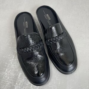 Ecco Black Leather Mules Flats Loafers 38 - US 7-7.5 Comfort Shoes Preppy Office